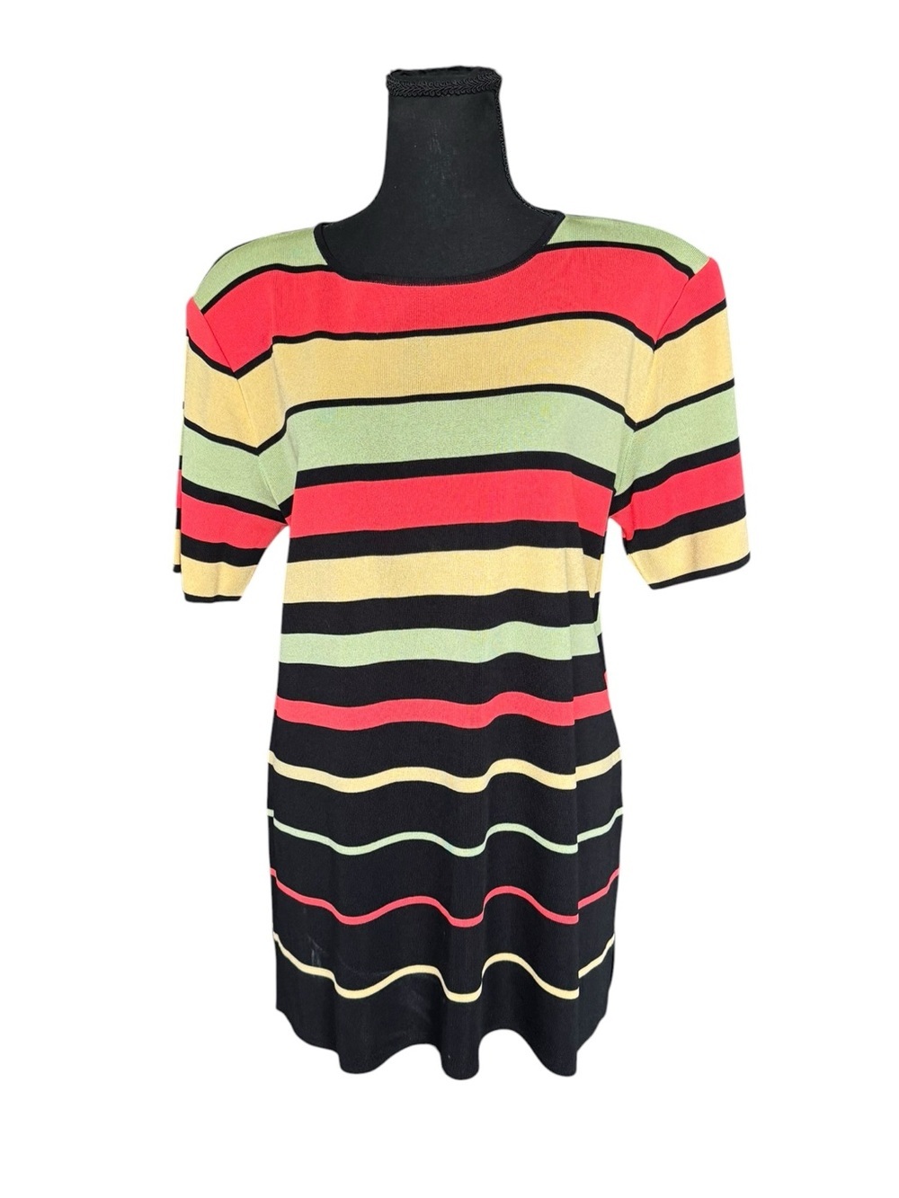 Misook Colorblock Striped Knit Tunic Sweater Top XL Quiet Luxury Coastal W75